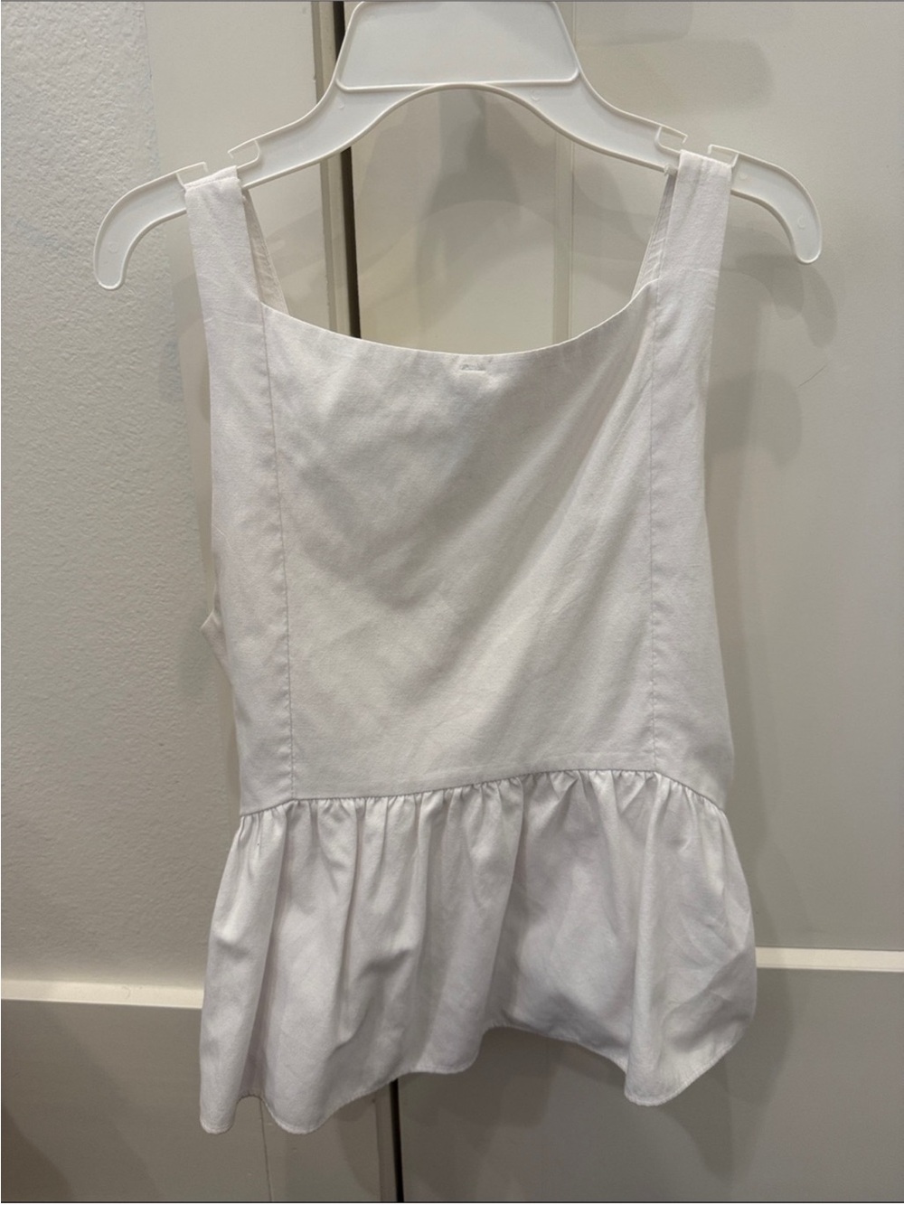 Zara White Lace-Up Peplum Tank Top - - Picture 2 of 2
